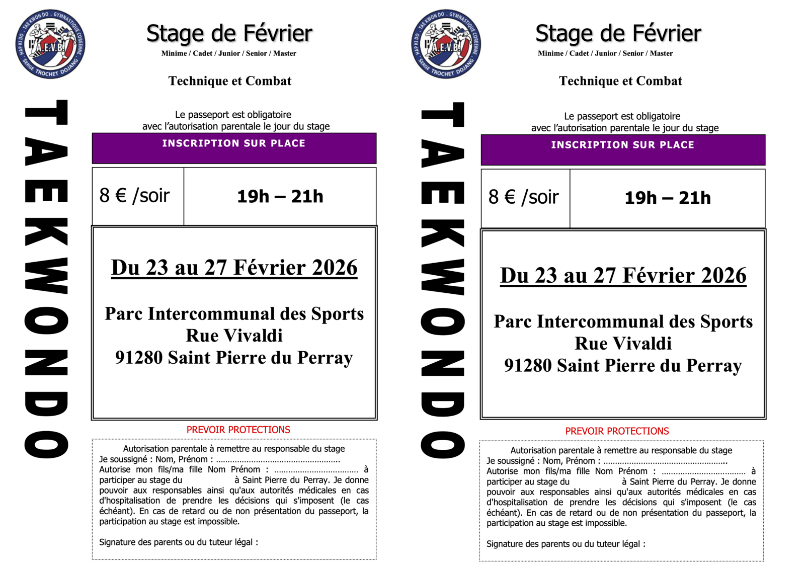 Stage Taekwondo Février S1