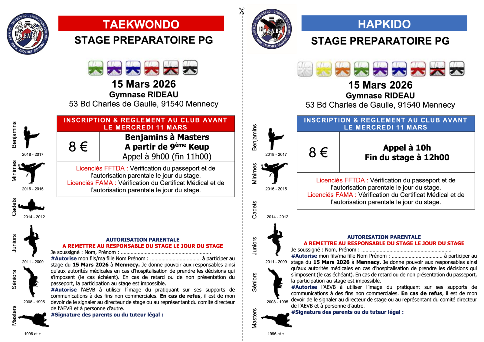 Stage prépa PG TKD/HKD